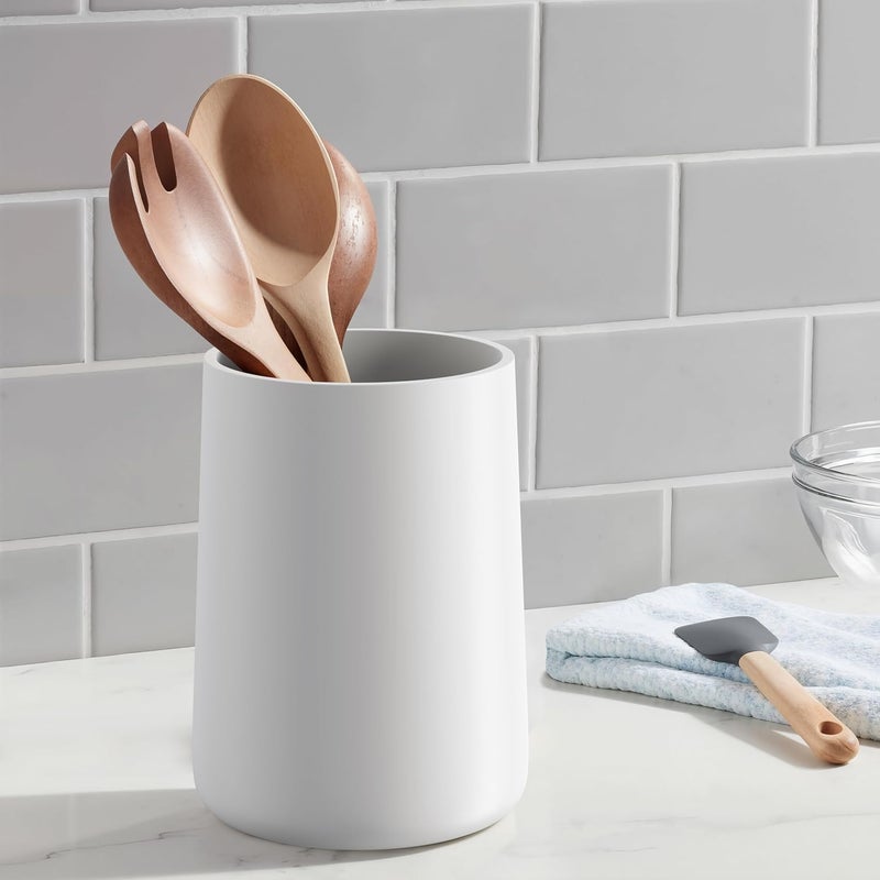 IVE Design حامل أدوات المطبخ – 7" ارتفاع × 5.2" قطر منظم أدوات المطبخ لسطح العمل (أبيض غير لامع، عبوة واحدة) - Image 4